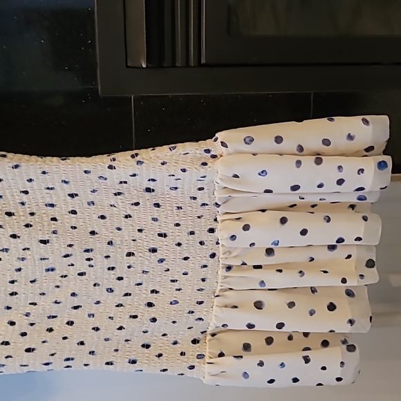 Aritzia Wilfred Eldorado White with Navy Silk Dress - Picture 7 of 9